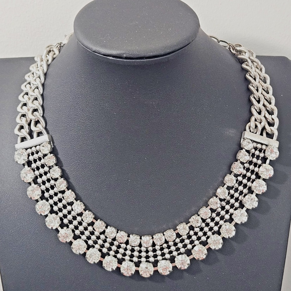 Zoe Report for Box of Style Crystal Wide Collar Silver Plate Bib Necklace 17"